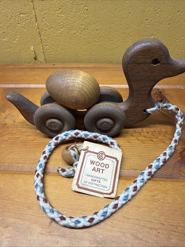 Wooden pull along toy duck - along, &